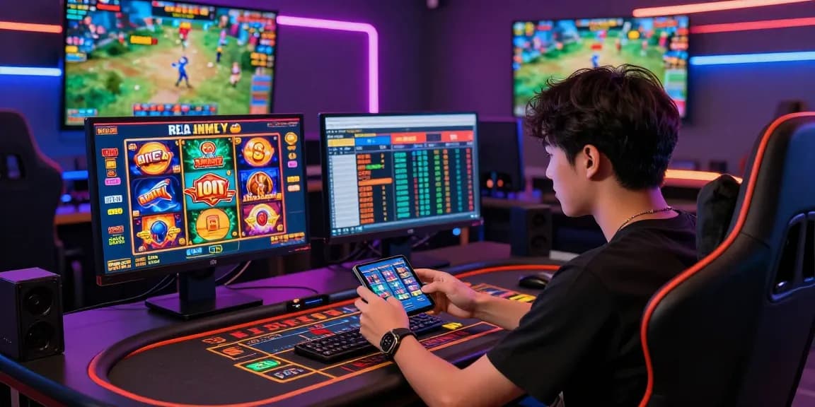 Engaged player at trusted Malaysia online casino enjoying vibrant mobile betting experience.