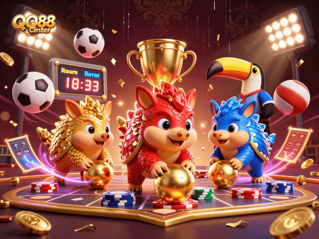 Engage in exciting gameplay at QQ88 Center while enjoying vibrant 3D visuals and casino elements.