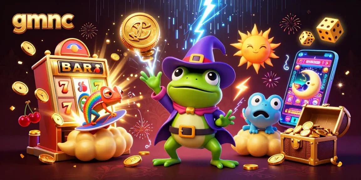 Experience the gmnc magic as the weather wizard frog unleashes a storm of gold in this vibrant casino scene.