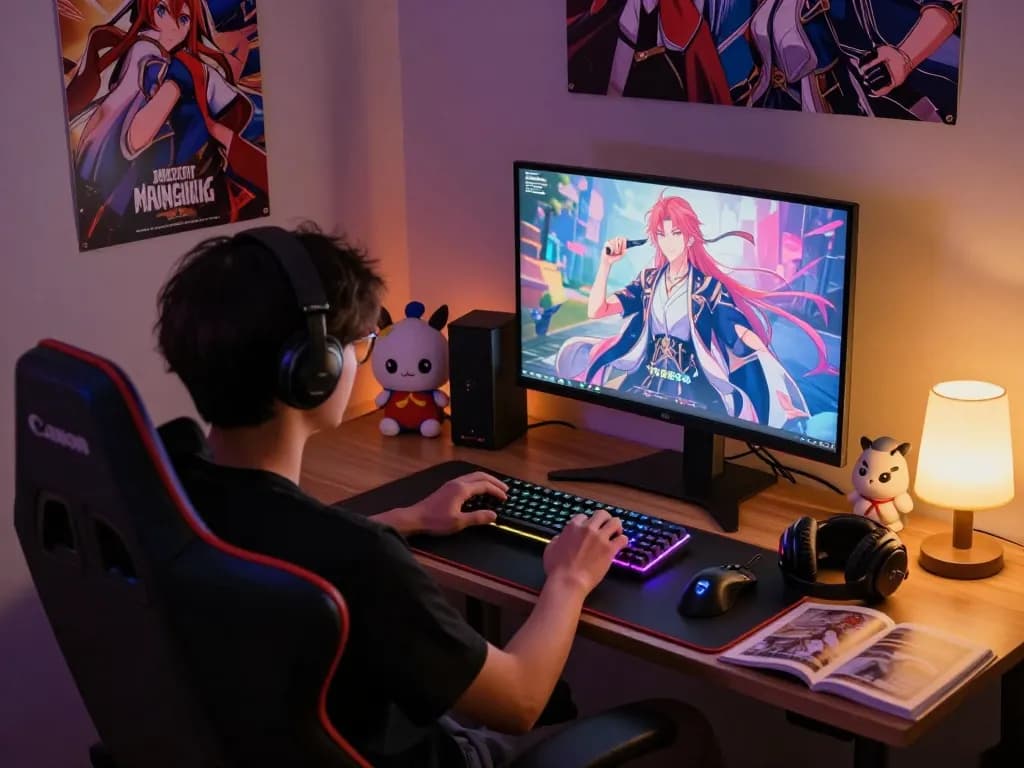 Play porn games in a cozy gaming setup with vibrant visuals and engaging characters.