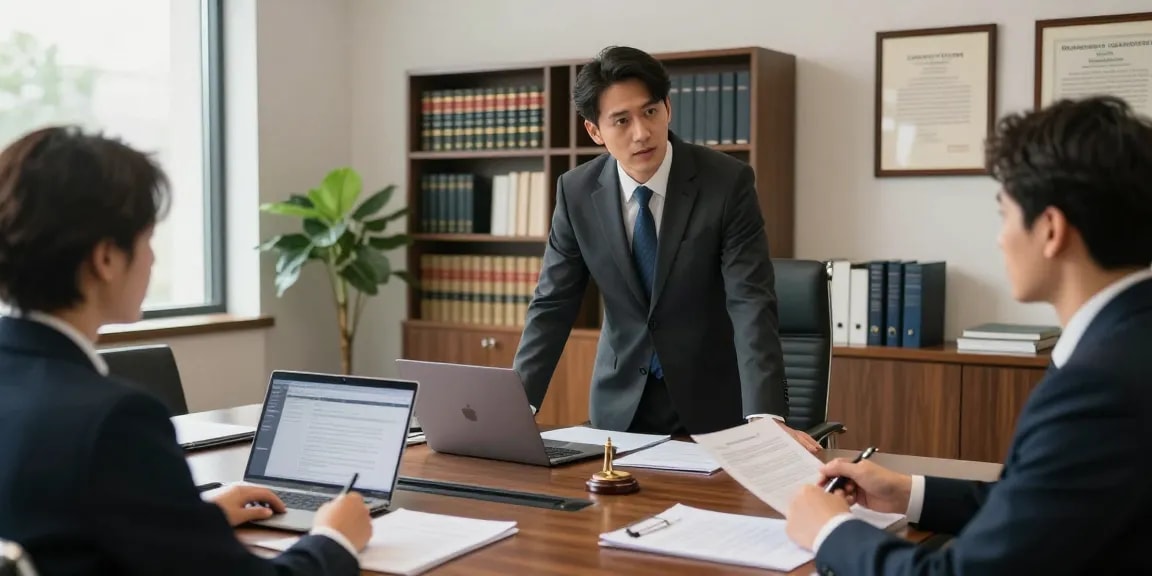 Legal consultation in a modern office highlighting strategies for clients, featuring more tips here on navigating criminal and civil law.