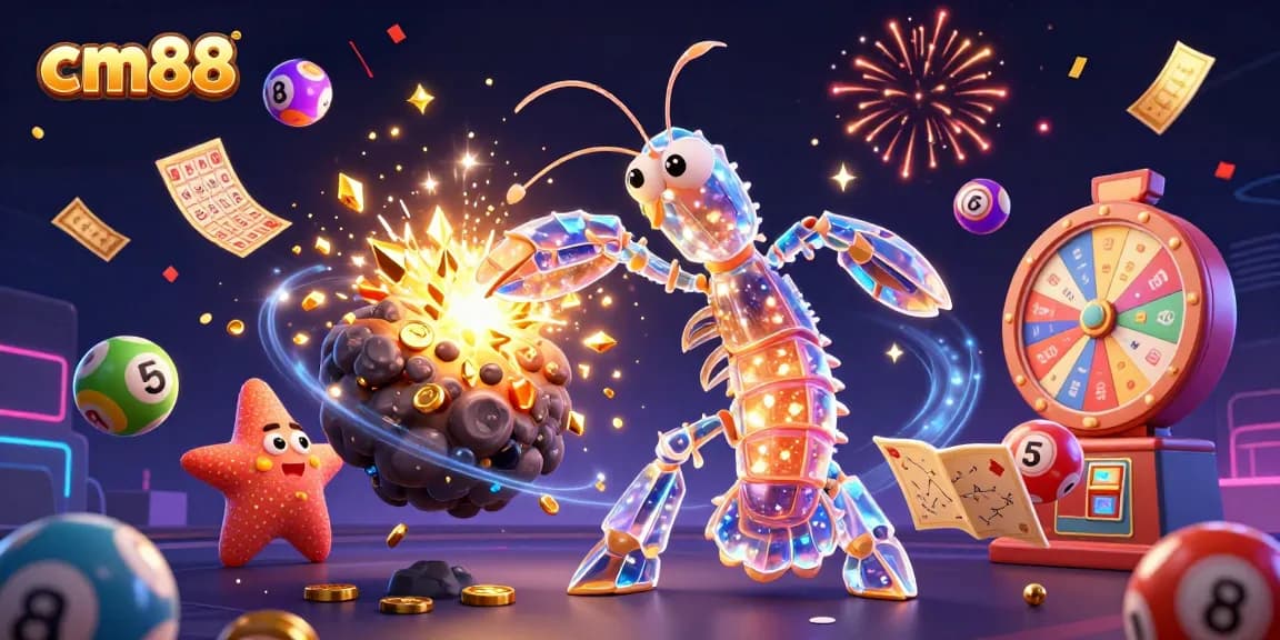 Experience the excitement at cm88 with our vibrant galaxy-themed bingo and lottery game illustration.
