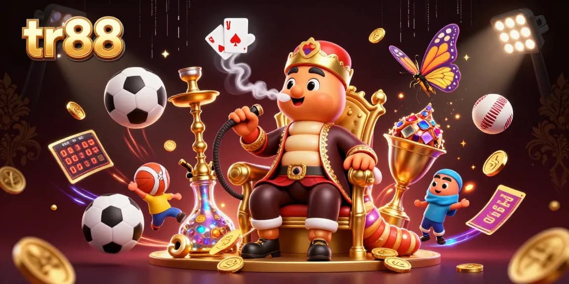 Experience the excitement of tr88 with a vibrant 3D casino scene featuring unique characters and dynamic sports elements.