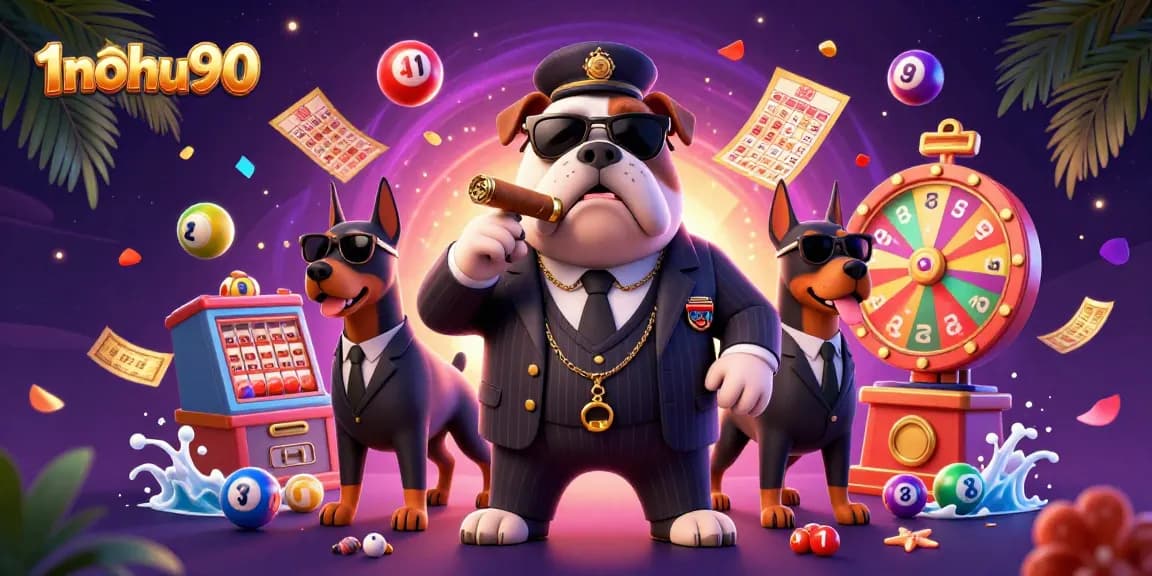 Experience the excitement of 1nohu90 with dynamic casino elements and vibrant characters.