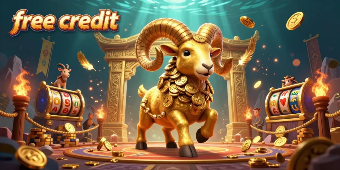 Experience incredible free credit offers at a vibrant casino scene with dynamic characters and elements.