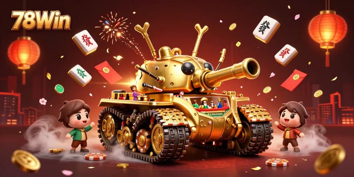 Experience vibrant gaming excitement with 78Win's golden beetle tank casino illustration.