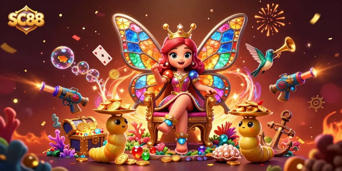 Experience the thrill of SC88 with lively 3D characters celebrating casino wins amidst vibrant, colorful elements.