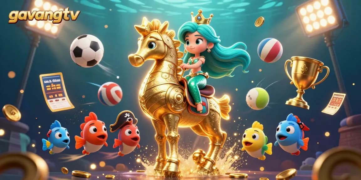 Join the action with gavangtv's vibrant, immersive cartoon casino adventure scene of the mermaid princess.