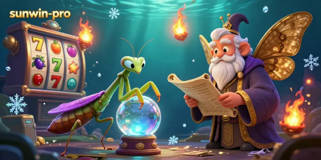 Experience the magic of sunwin-pro at a vibrant casino scene with animated characters and sparkling slots.
