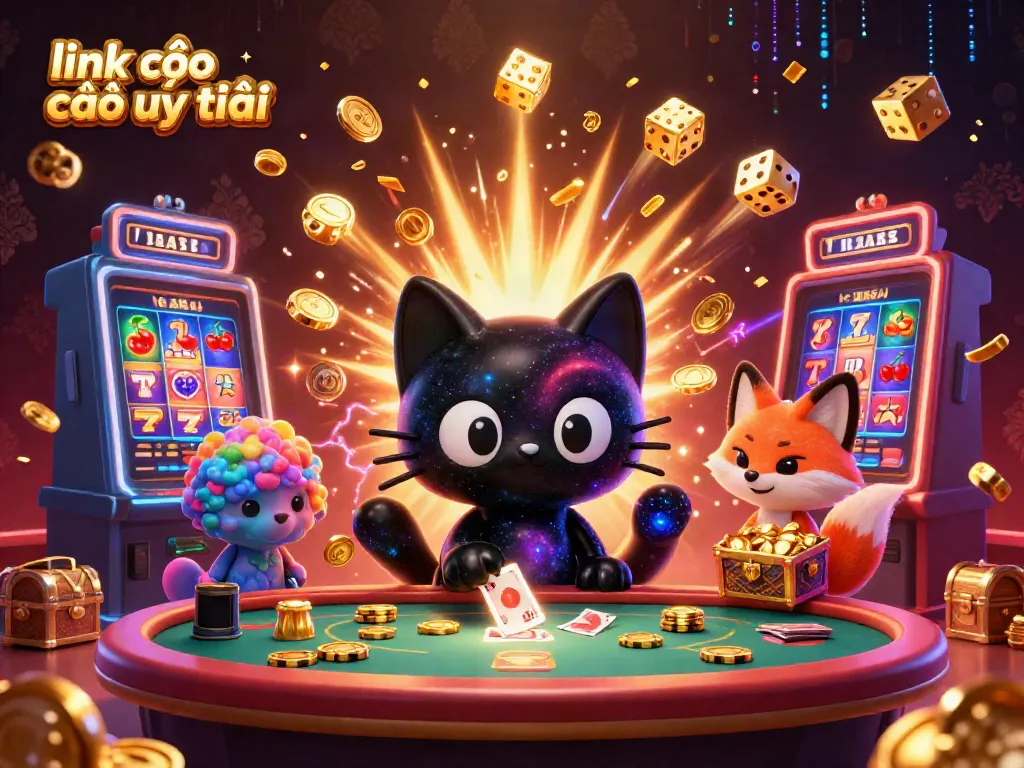 Engage in thrilling action at link vào nhà cái uy tín with a cosmic cat and vibrant elements filling the 3D casino.