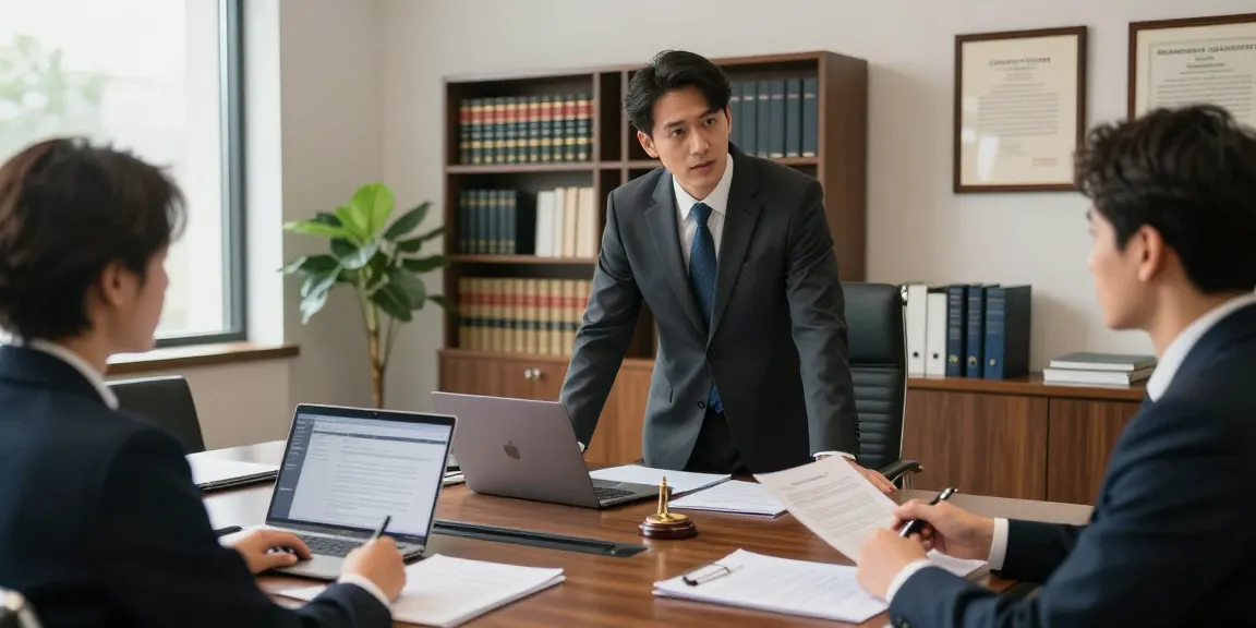 Legal consultation in a modern office highlighting strategies for clients, featuring more tips here on navigating criminal and civil law.
