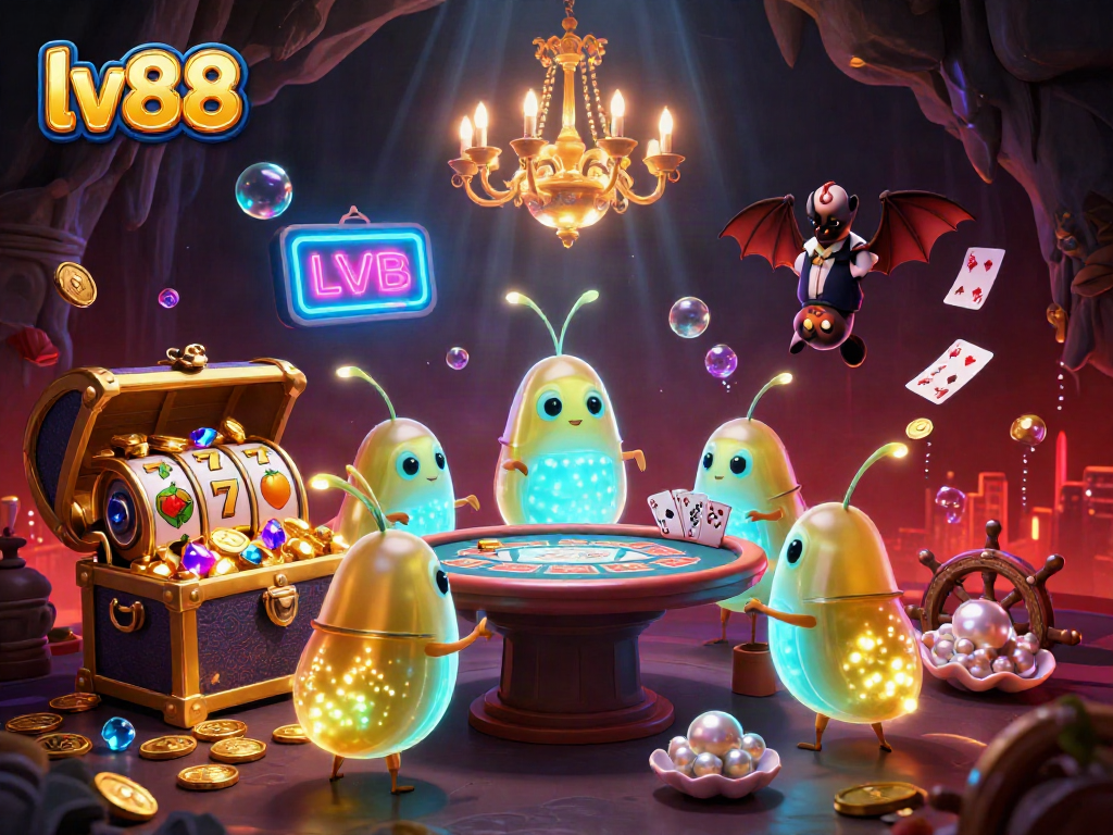 Experience the excitement of lv88 with vibrant casino elements and glowworms illuminating the scene.