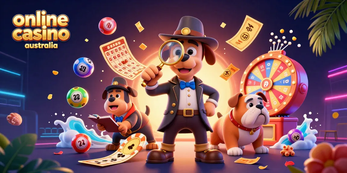 Spin your way to winnings with this vibrant online casino australia illustration featuring dynamic games and characters.