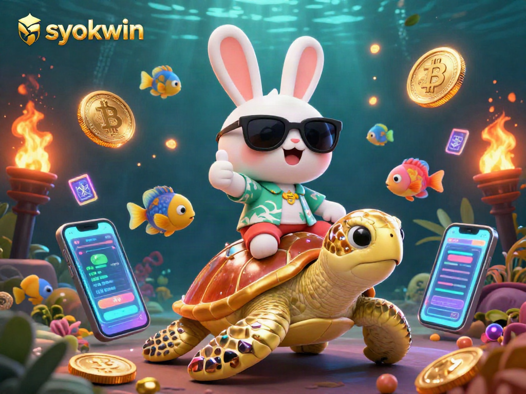 Engage with syokwin's vibrant casino experience featuring lively characters and digital elements.