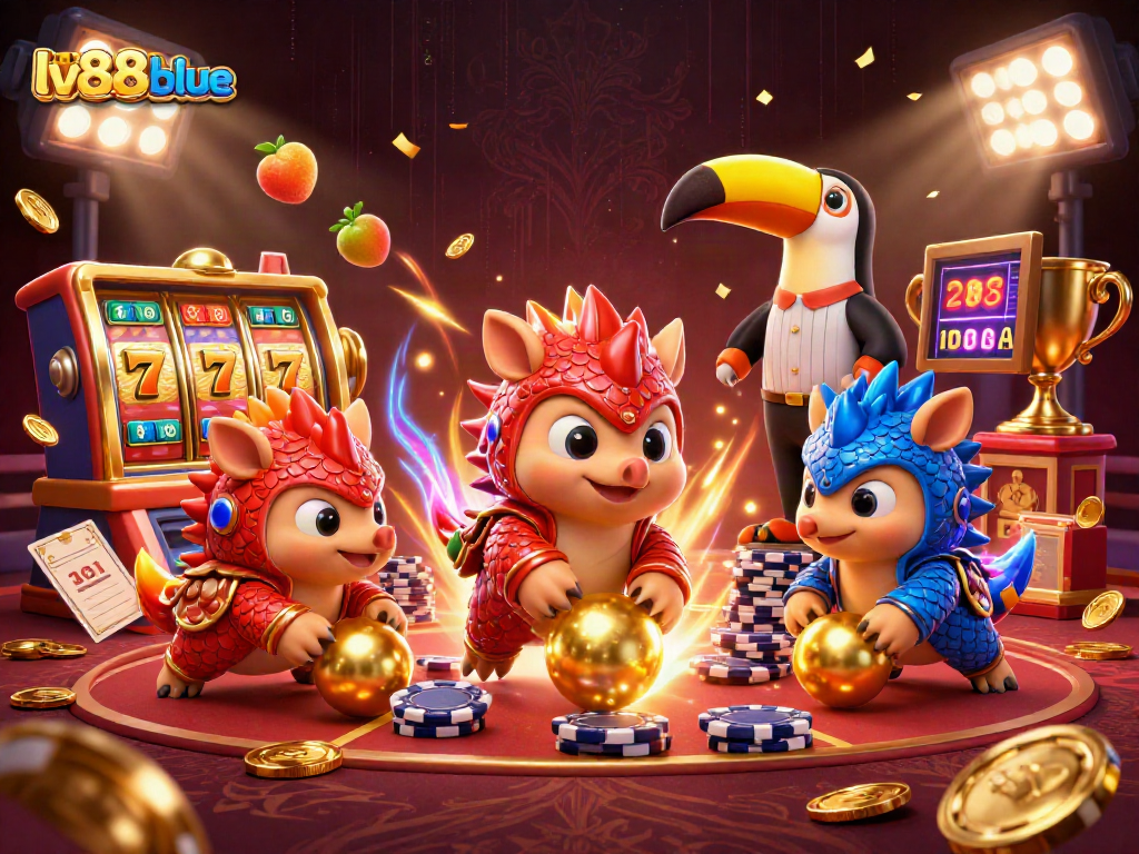 Experience the thrill of lv88blue with rival pangolins rolling in slots and poker chips