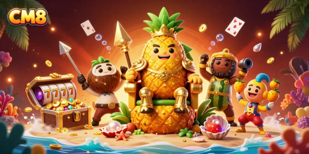 Experience game-winning excitement with CM8's vibrant casino-themed illustration.