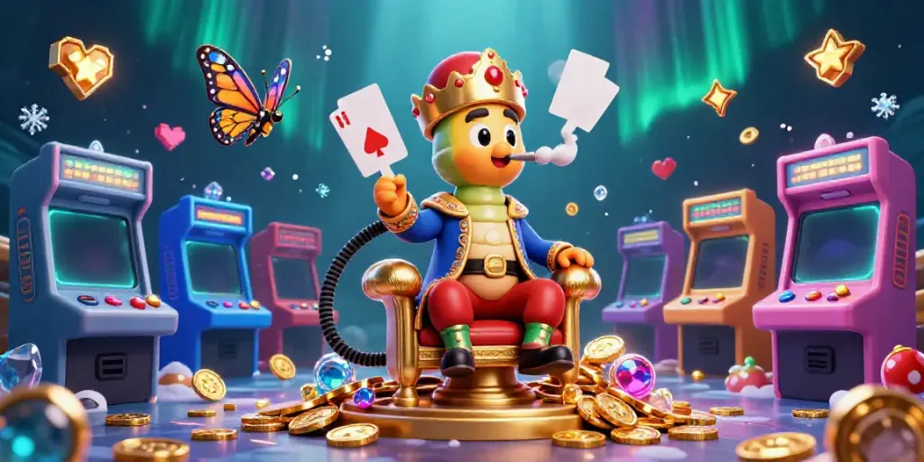 Experience thrilling gaming adventures at manclubs with a vibrant 3D illustration of a magical casino world.