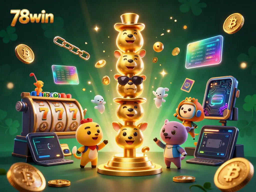 Experience the thrill of gaming at 78win with vibrant casino elements featuring dynamic totem poles.