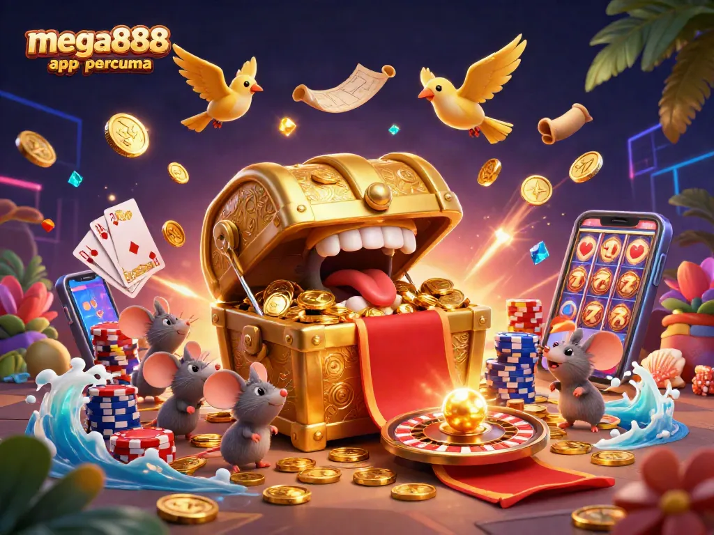 Win big with the mega888 app percuma, featuring vibrant casino elements and captivating graphics.