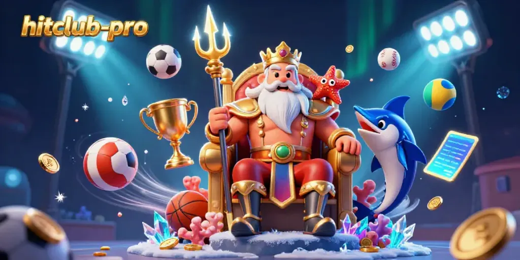 Experience dynamic sports betting action with hitclub-pro featuring Neptune in a vibrant casino scene.