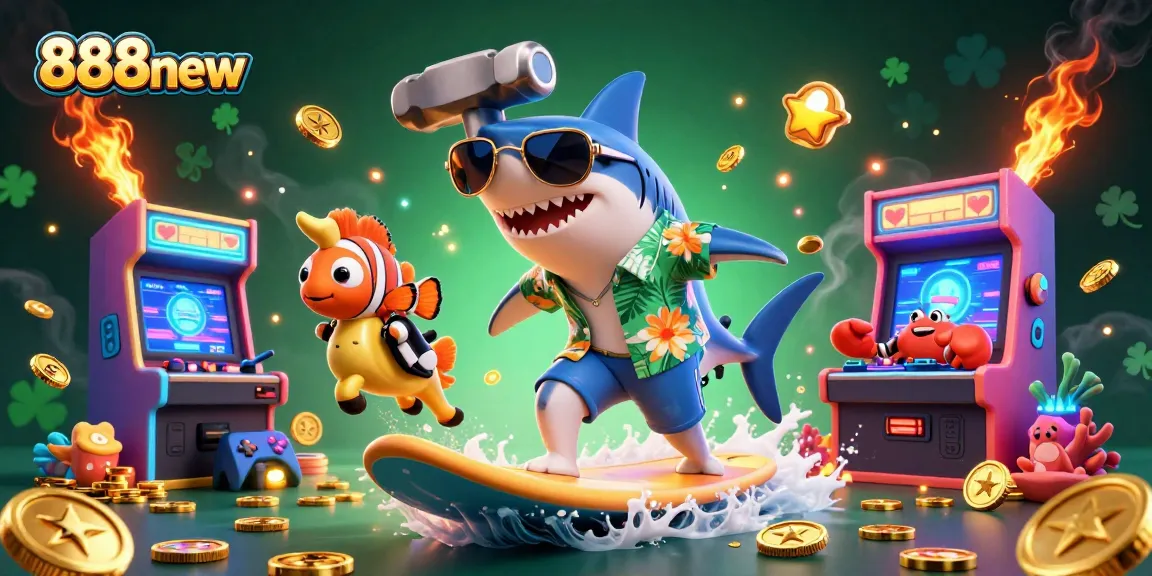 Experience exciting gameplay at 888new with a colorful 3D casino illustration featuring engaging characters and dynamic elements.