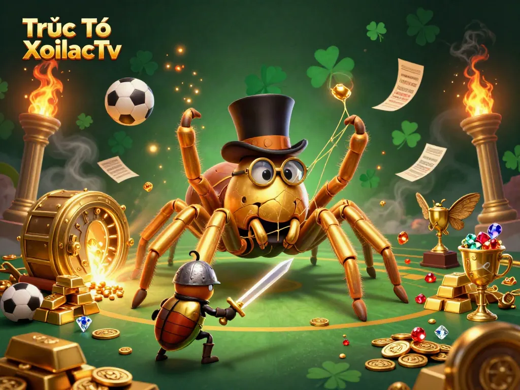 Experience thrilling sports betting action with Trực Tiếp XoilacTv in this vibrant digital illustration.