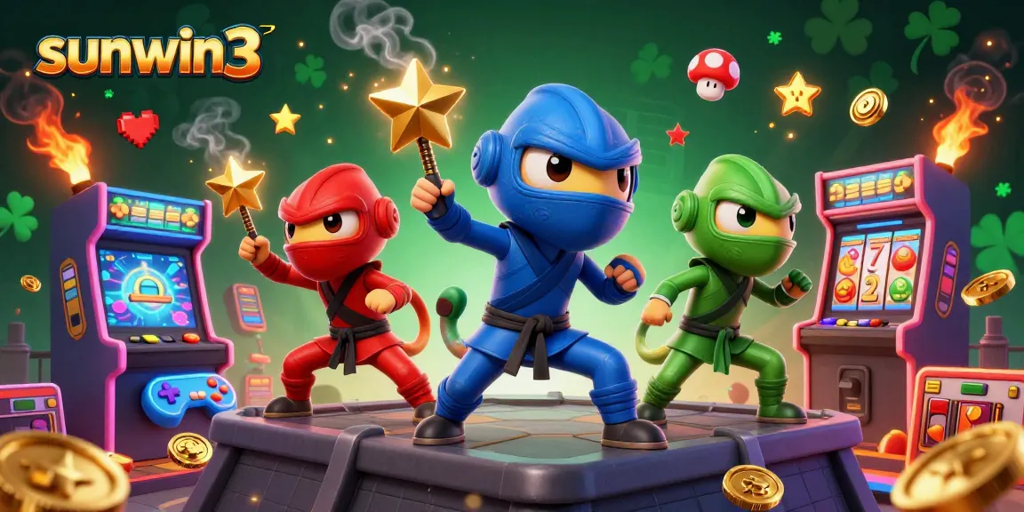Experience thrilling gameplay with sunwin3 as chameleons battle arcade-style elements in an energetic casino scene.