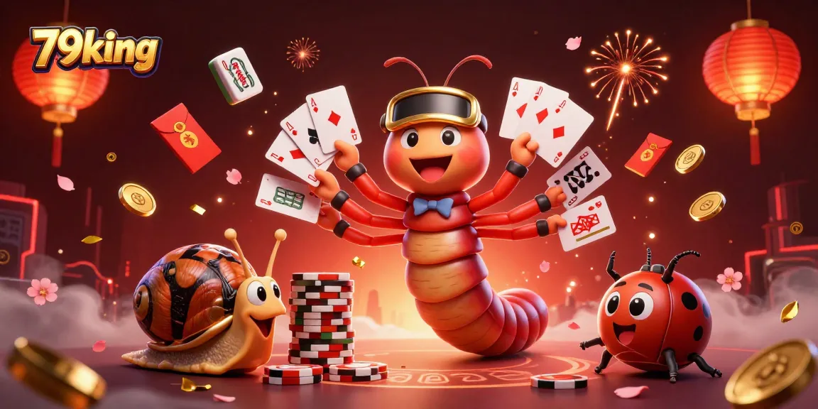 79king engaging scene with a millipede dealer, snail high-roller, and pill bug amidst casino elements.