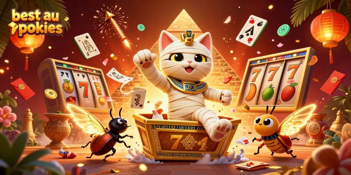 Spin the reels at the best au payid pokies, featuring vibrant casino elements and dynamic characters.