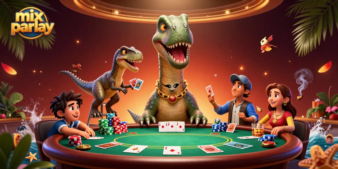 Menggunakan mix parlay untuk taruhan yang menarik dengan karakter kartun kasino yang ceria.